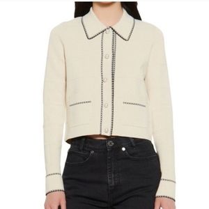 Sandro Cream and Black Trim Cardigan